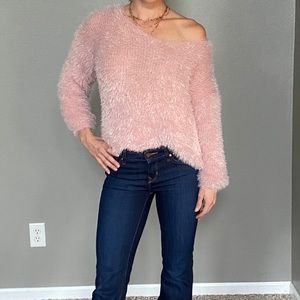 Baby pink eyelash sweater